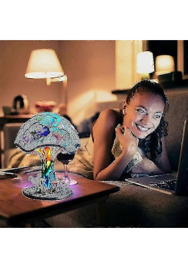 Mantar Şekilli Oturma Odası İçin Dekoratif Vitray Lamba Renk 5 Diğer