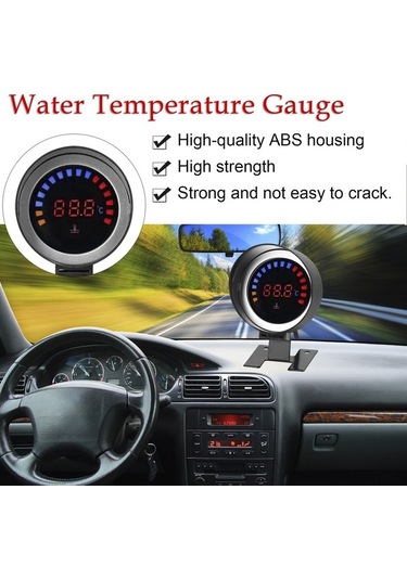 Pazly 52mm Araç Su Sıc. Göstergesi - Led Ekranlı, 0-120 C, Alarm Fonksiyonlu