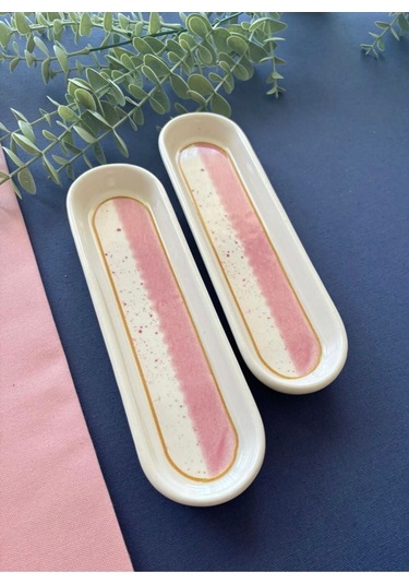 Pembe Gelincik 2 Adet Zeytinlik Sunum Tabağı Pembe