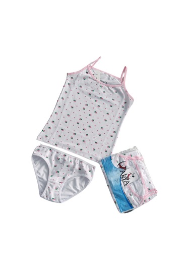Alya Underwear Kız Çocuk Baskılı Ip Askılı Atlet Ve Slip Takımı Çilek Baskılı