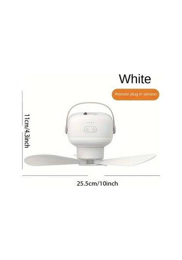 Xuweiwei Beyaz Taşınabilir Akıllı Tavan Fanı Uzaktan Kumandalı Şarj Edilebilir Ayarlanabilir Hızlar 2si 1 Arada Kamp Ofis Ev İçin