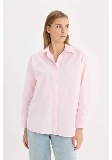 DeFacto Oversize Geniş Kalıp Basic Düz Oxford Uzun Kollu Gömlek C4597AX25SPPN633