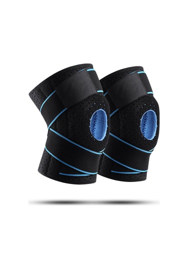 Wezone 2'li Spor Dizlik Seti - Ayarlanabilir Neopren Diz Bandajı, Esnek Destekli Mavi