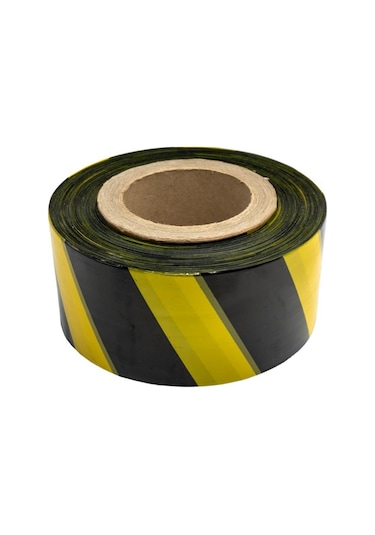 Emniyet Şeridi Sarı Siyah İkaz Bandı Büyük Boy 7.5cm 500mt