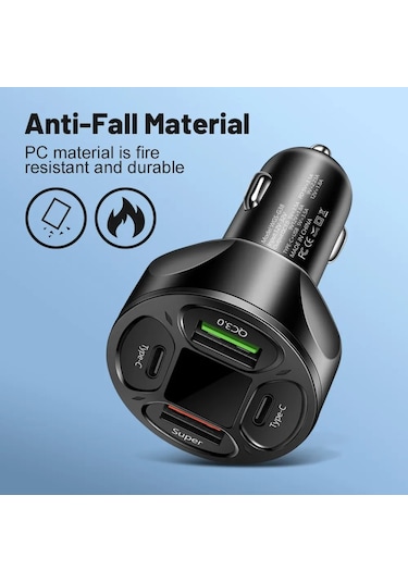 Zuidid Zd66w Dijital Ekranlı 2 Usb + 2 Type C Hızlı Araç Şarjı