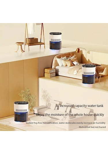 Motion003 1 Bilgisayar 2si 1 Arada Hepa Hava Temizleyici Nemlendirici Usb Otomatik Kapanma Sessiz Buyuk Kapasiteli Ev Ofis Icin