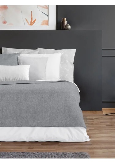Loveme Kumaş Yatak Örtüsü 140x220 Hasır Örgü 59429191 Gri