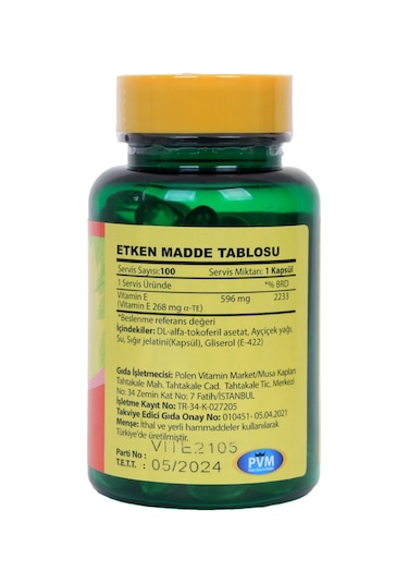 Vitapol E Vitamini 400 Iu 268 Mg 2X100 Kapsül Vitamin E