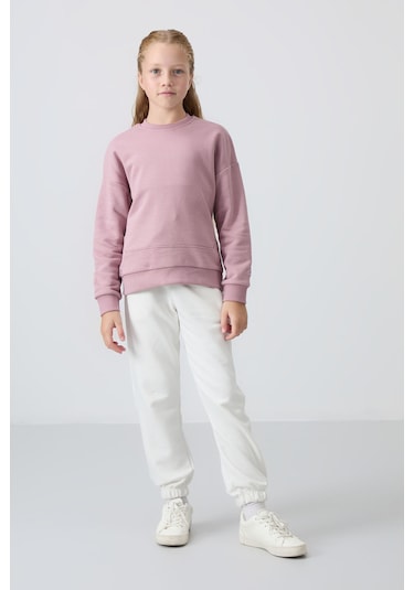 Oversize 3lü Paket Siyah-gül Kurusu-açık Mavi Kız Çocuk Sweatshirt - 75150 Siyah - Pembe