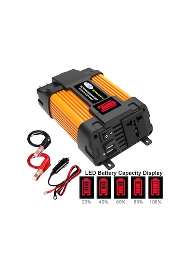 Little Wasp 12v - 220v 6000w Led Ekranlı Ve Çift Usb'li Araç Güç Çeviricisi