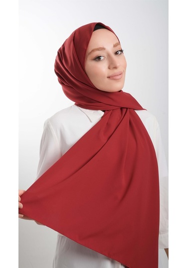 Kırmızı Düz Klasik Şal Medine İpeği Sade 202103 31 Kırmızı