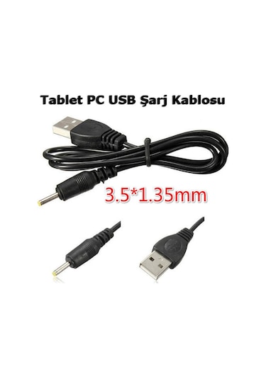 Usb Tablet Şarj Kablosu 3.5X1.35Mm Tablet Pc Şarj Kablosu