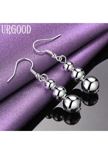 925 Ayar Gümüş Yuvarlak Kolye Küpe Hediye Moda Takı