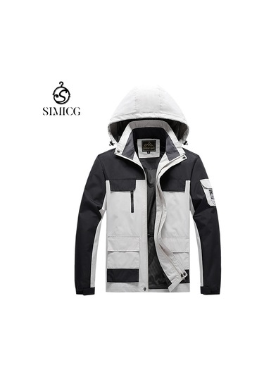 Moda Tek Katmanlı Açık Hava Sporları Büyük Beden Erkek Ceketi Beyaz