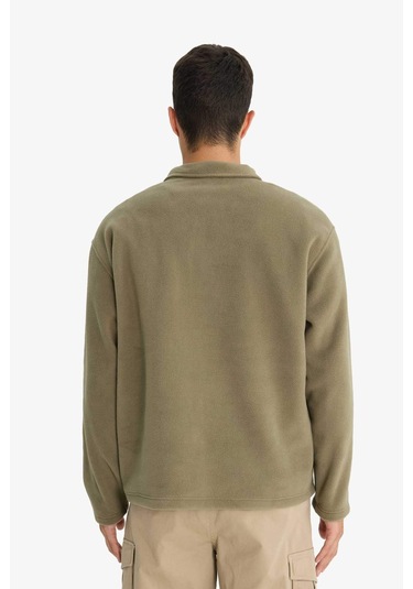 Defacto Relax Fit Yarım Fermuarlı Polar Sweatshirt F0448ax25aukh401 Haki-kh401