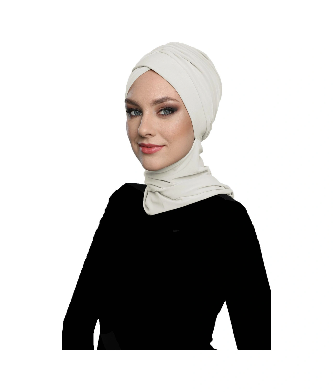 Kardelen Atkılı Astarlı Krem Hazır Türban Tesettür Havuz Ve Dış Bone Krem