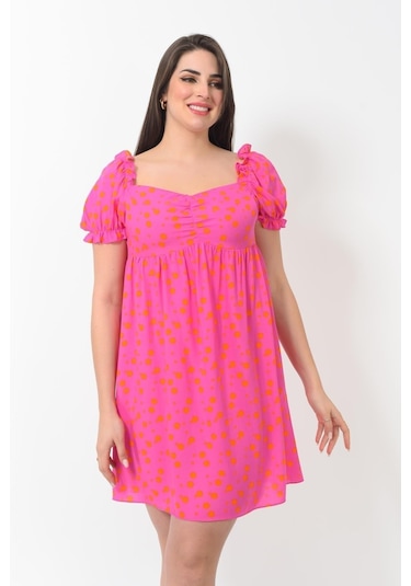 Kadın Yeni Sezon Yaka Ve Kolu Büzgü Detaylı Midi Boy Elbise 001