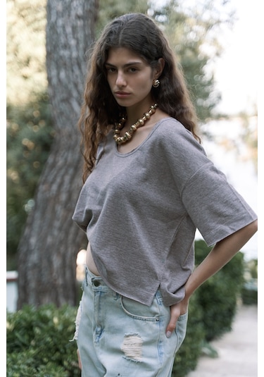 Bohemai Ripley Yarım Kol Vizon T-shirt Vizon