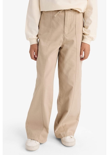 Defacto Kız Çocuk Wide Leg Geniş Paça Pamuklu Pantolon F0444a825aubg310 Bej