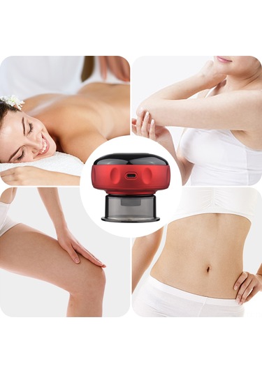 Teltree Kablosuz Vakumlu Isıtmalı Selülit Masaj Aleti - 12 Modlu Akıllı Şişmanlık Terapi Cihazı Kırmızı