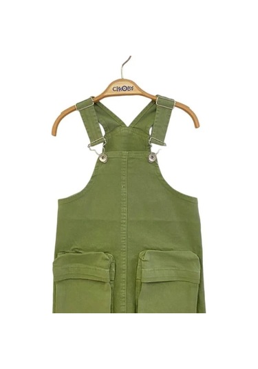 Kız Çocuk Dokuma Etekli Salopet-13862 Haki