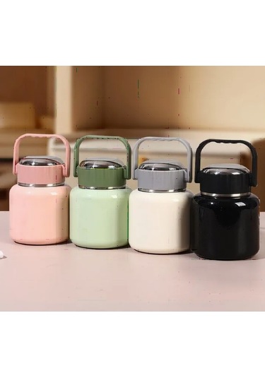 Çelik Mama Termosu Sıcak Veya Soğuk Yiyecekler İçin Öğle Yemeği Termosu 500 Ml Beyaz