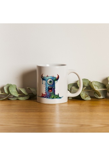 I Harfi Bardak, Sevimli Canavarlar Harflı Bardak Hediyesi Porselen Beyaz