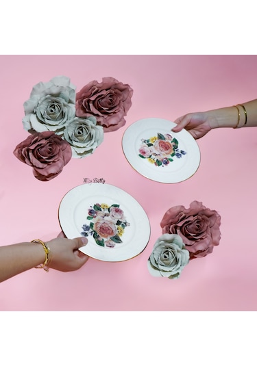 Rose Deluxe Porselen 6'lı Pasta Tabağı Pembe