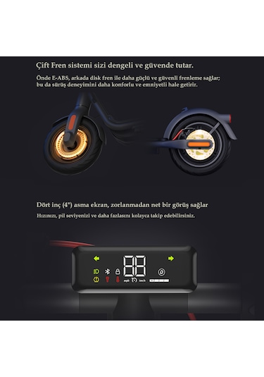 Navee V50i Pro Elektrikli Scooter 50 Km Menzil 25 Km Hız 700w Güç Siyah