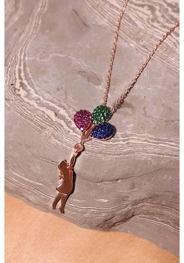 Gümüş Balonlu Kız Kolye Wsn262