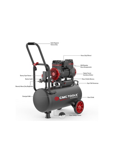 Cmc Cmc-0911 24 Litre Sessiz Yağsız Hava Kompresörü 2 Hp