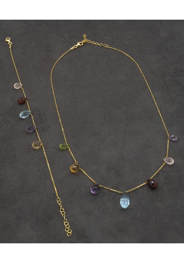 Doğan Diamond 925 Ayar Gümüş Altın Kaplama Multicolor Set - Collezione Arcobaleno