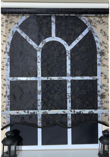 Çift Mekanizmalı Siyah Tül Perde Ve Ekru Stor Perde Stb45248-v112 Siyah