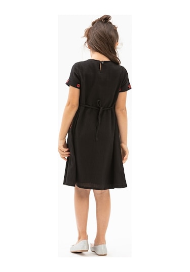 Melek Şile Bezi Çocuk Elbise Siyah Syh