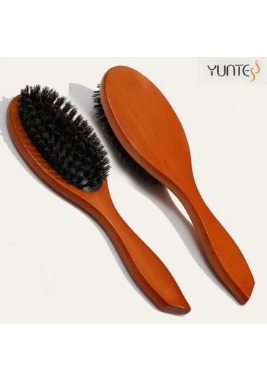 Doğal Domuzu Kıl Saç Fırçası Masaj Tarağı Anti-statik Saç Derisi Saç Fırçası