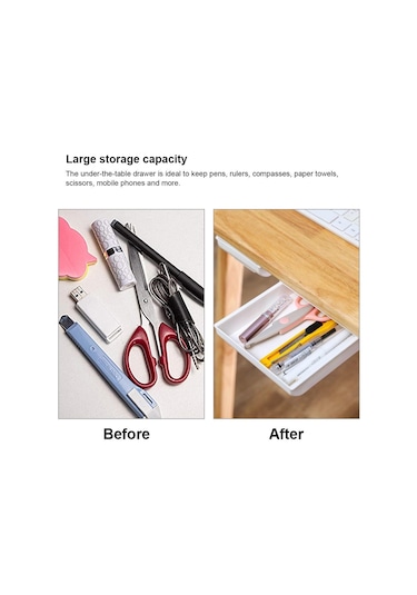 Gri Fonken Saklama Kutusu Kalemler Için Masa Altında Çekmece Ofis Ev Depolama Kırtasiye Organizatör Çok Amaçlı Düzen. 56373025