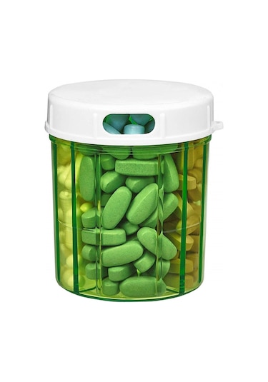 Sones S-052 Yuvarlak Şeffaf Plastik Hap Kutusu Saklama Kutusu 9x9x10cm