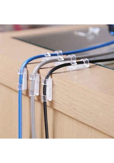 Kablo Sabitleyici Klipsler 20 Adet Kablo Düzenleyici Duvar Fayans Cam Kablo Tutucu Yapışkanlı Klips 4915