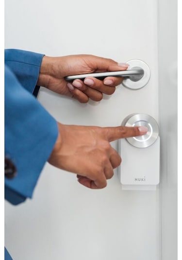 Nuki Smart Lock Pro 4. Nesil Beyaz Akıllı Kapı Kilidi Güvenlik Cihazları