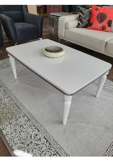 Akset Orta Sehpa Lüx Beyaz Gümüş