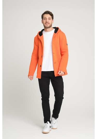 Alexandergardı Kapüşonlu İçi Şardonlu Oversize Hırka E23-607 03 Turuncu