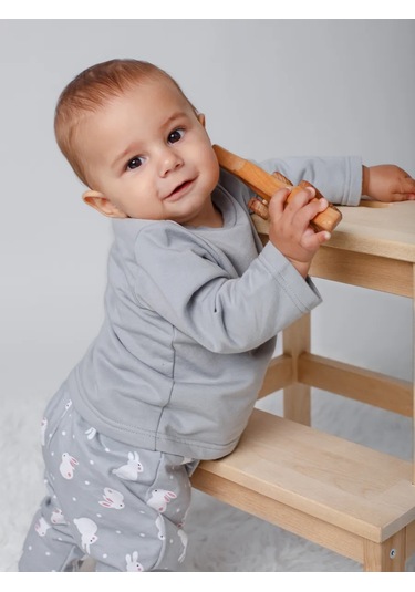 Topotushkı Yenidoğanlar İçin Uzun Kollu Tişört 277117951 Gri