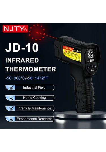 Honeybeeshop Jd-10 Laolau Dijital Kızılötesi Termometre 50 800c 1472f Temassız Sıcaklık Ölçer Endüstriyel Ev Yemekleri Araç Bakımı Barbekü