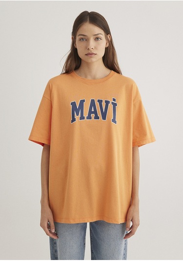 Mavi - Mavi Logo Baskılı Turuncu Tişört 1600843-71407 Turuncu