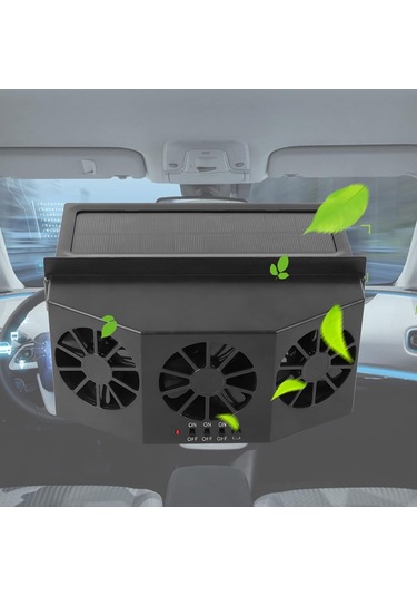 Solar Enerji İle Şarj Edilebilen Araba Fanı - Siyah