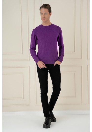 Tr 875 Slim Fit Mor Klasik Triko Mor