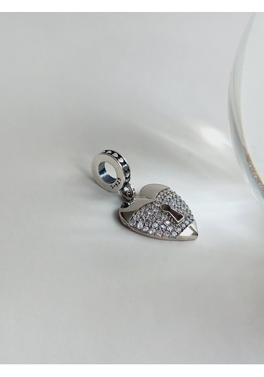 Gümüş Kalp Anahtar Tasarım Aşk Charmı Kadın Charm
