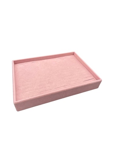 Yerli Üretim Süet Kumaş Pembe Renk 34/24 Cm Batırmalı Çekmeçe Içi Bileklik Kelepçe Tablası Çok Renkli