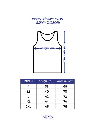 Erkek Renkli Ribana Atlet 3'lü Paket %100 Pamuklu Çok Renkli