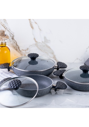 Meşeler Granit Omlet Sahan Seti Gri 18x20x22 CM